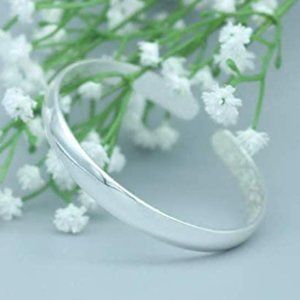 925 STERLING SILVER SMOOTH BANGLE BRACELET CUFF